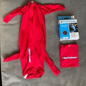 Shed Defender dog shirt onesie, red, size XS